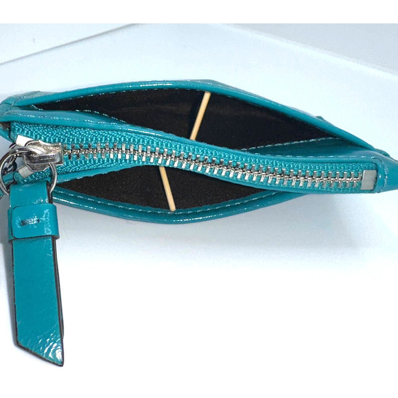 Coach Turquoise Card Holder w/ Keychain - Picture 3 of 5